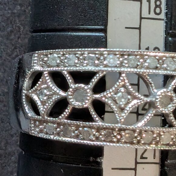 Star Ring P4SR Silver/Platinum/Palladium Wedding Band Diamonds size 9 - Picture 5 of 6